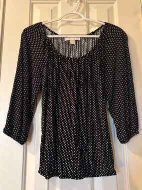 MICHAEL Michael Kors Size Medium Black with White Polka Dots Top
